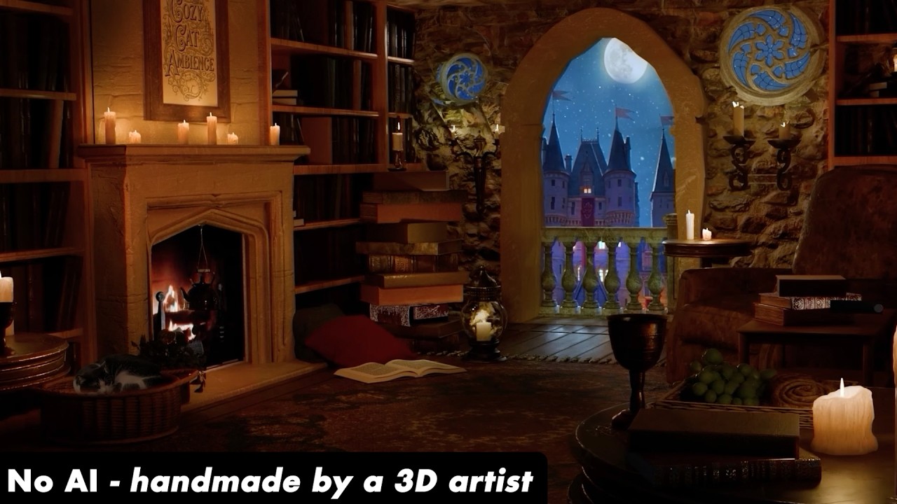 📖🏰Medieval Library Ambience with Soft Fantasy Music | Sleep, Study ASMR