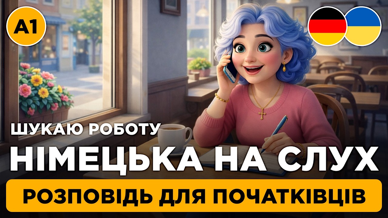 Німецька З НУЛЯ || Слухаємо прості розповіді німецькою || Повільно і зрозуміло 🔎 Arbeit suchen (А1)