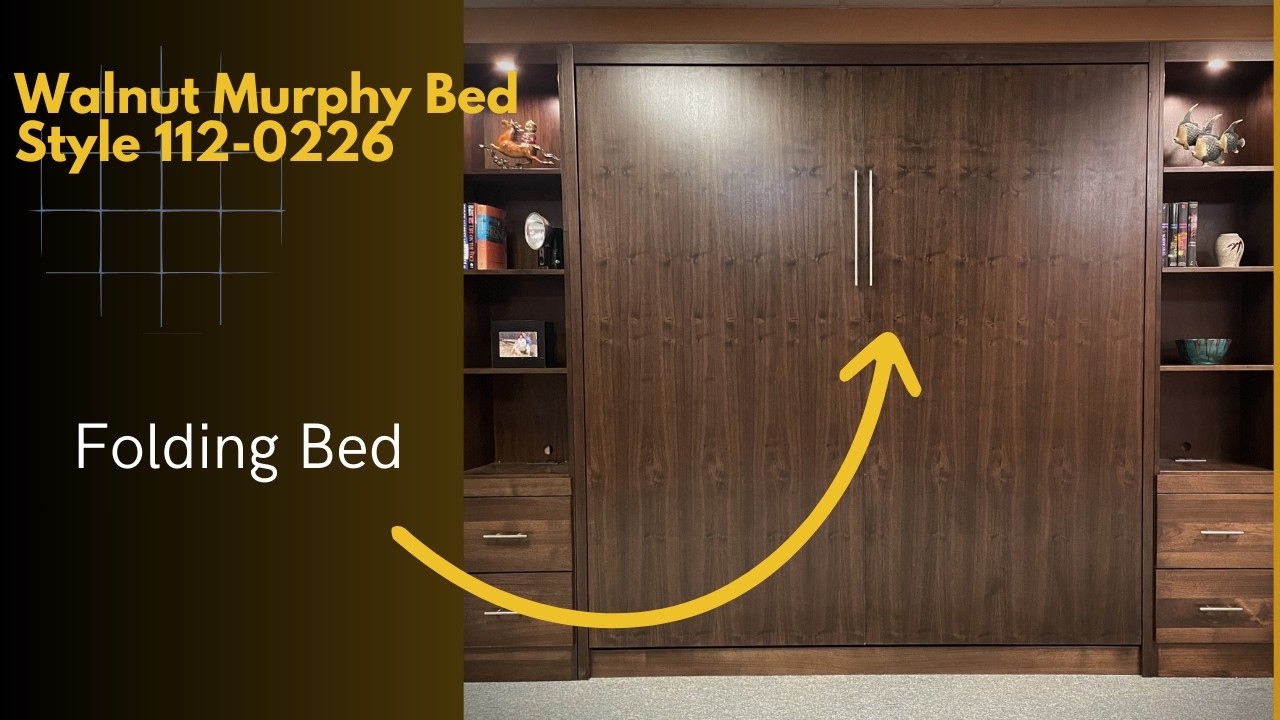 Walnut Manhattan Murphy Bed with Bookcases | Custom Wall Bed by WWBeds | Style 112-0226