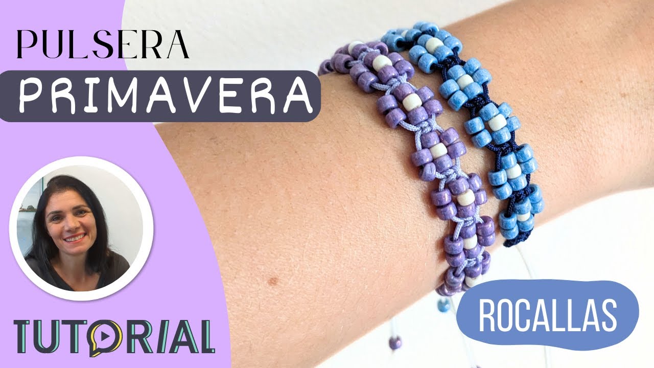 Como hacer una Pulsera primavera con rocallas - Tutorial completo muy fácil