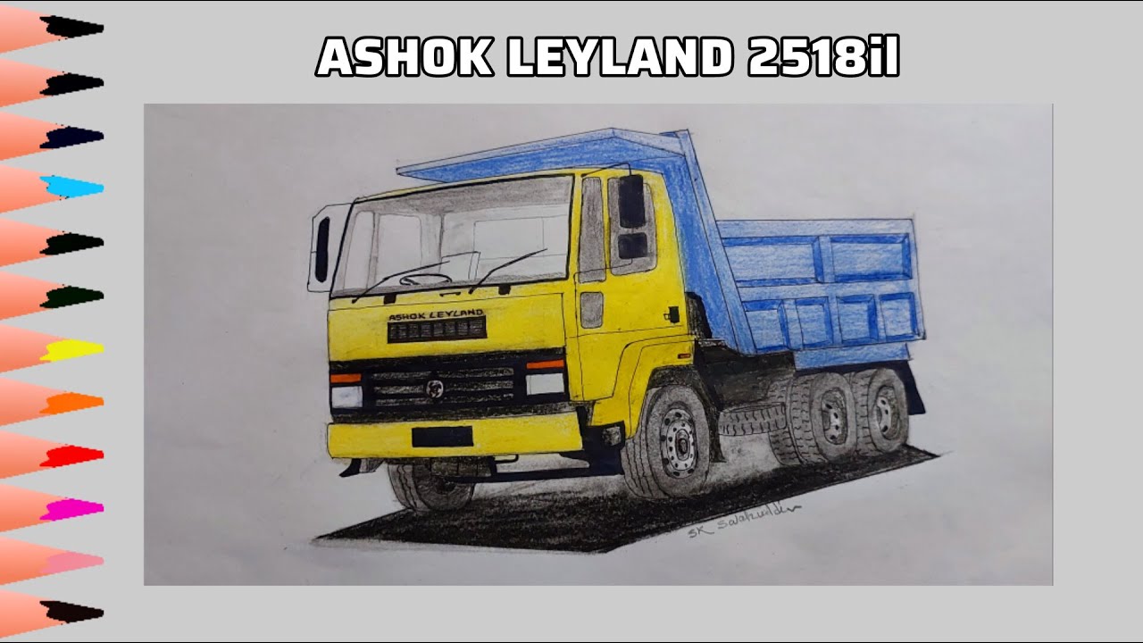 Ashok Leyland 2518il Truck Art | How To Draw A Realistic Vehicles || BD Art Valley