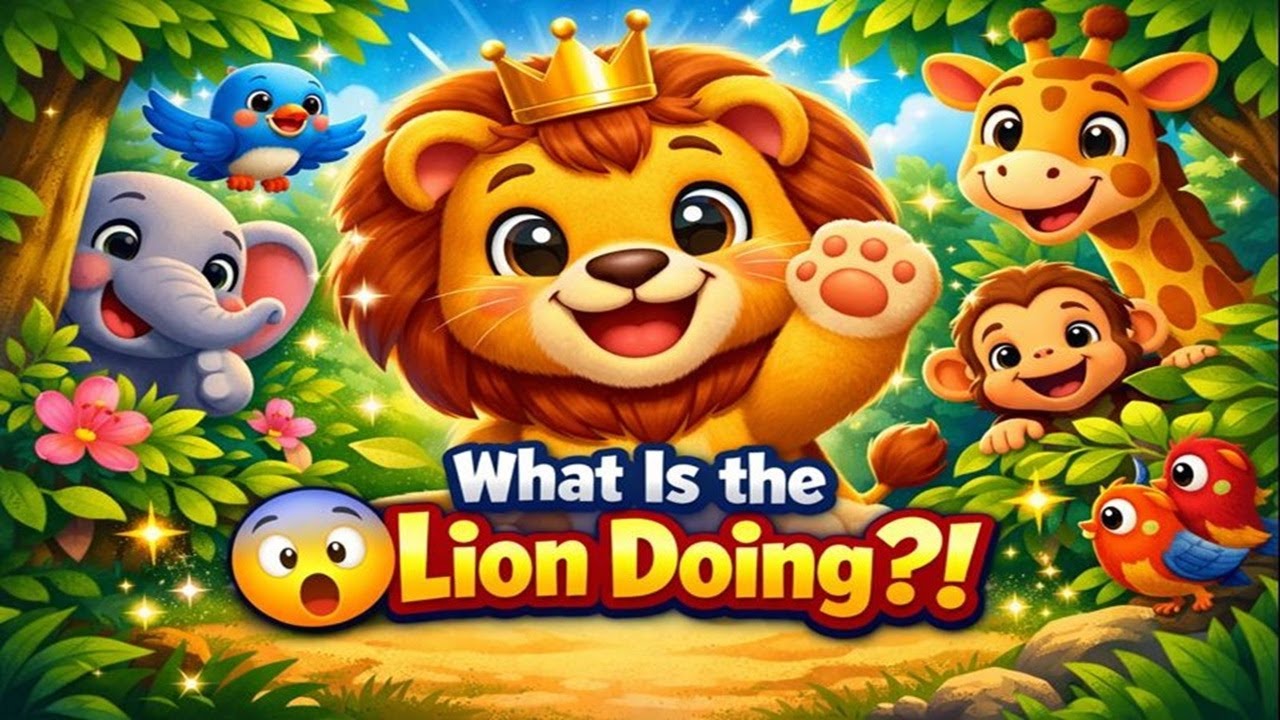 😲What Is the Lion Doing?!🦁|Jungle King Visits His Friends|Kids Story&Rhyme|#funforkidsenglishrhymes 