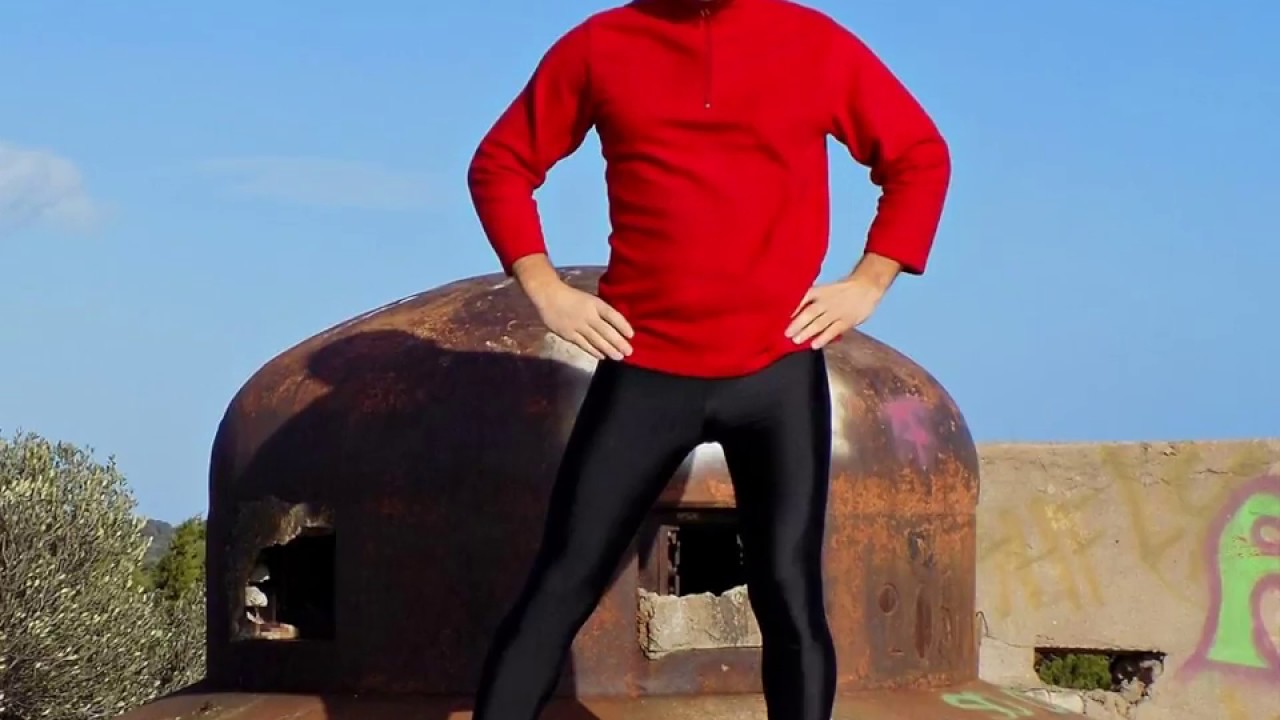 Guy in Shiny Leggings Lycra Spandex Pantyhouse, Sport Cyclist Fashion