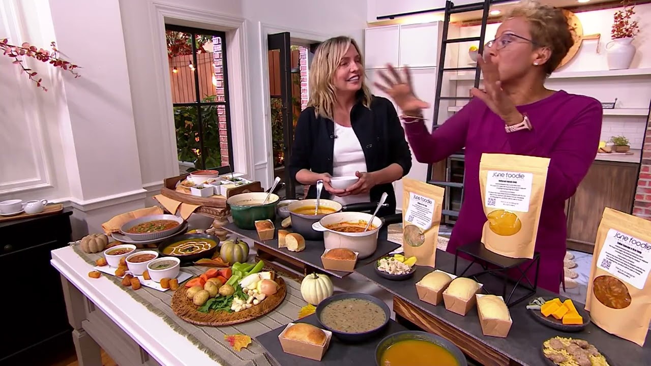 Jane Foodie (3) 16-oz Soup Sampler w/ (3) 3-oz Bread Loaves on QVC