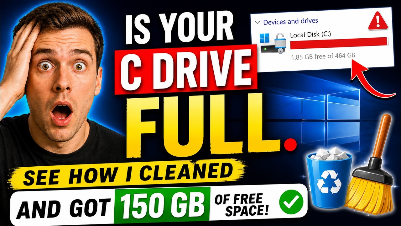 C Drive FULL? How i CLEANED C Drive and got 150 GB of Free DISK SPACE