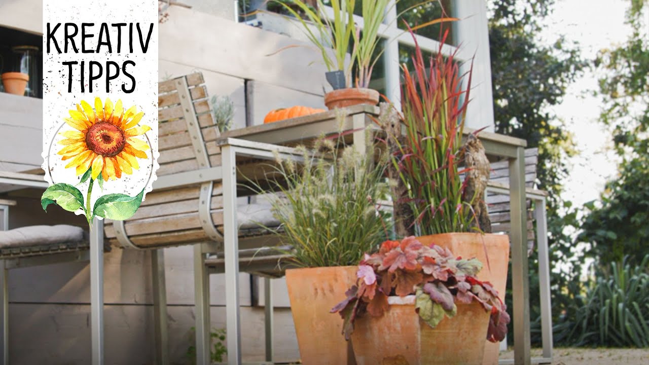 Gräser & Stauden – einfache Herbstbepflanzung für die Terrasse - Volmary KreativTipps