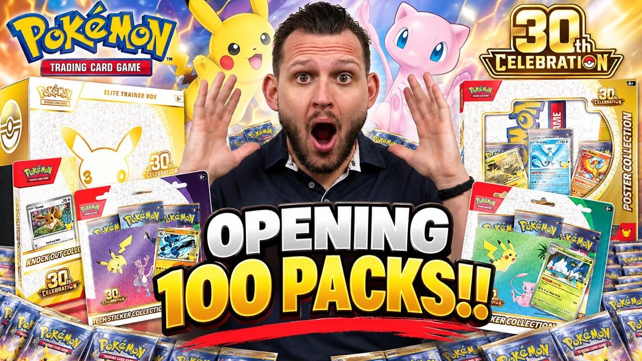 Opening 100 Pok&eacute;mon 30th Anniversary Packs! HUGE PULLS!