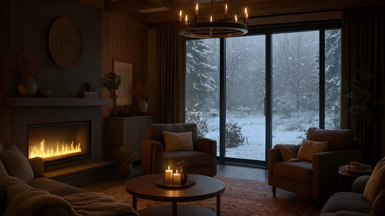 Instant Calm: Heavy Snowstorm Outside a Modern Glass Cabin (10 Hours Calming ASMR Sounds in 4K) 🌨️