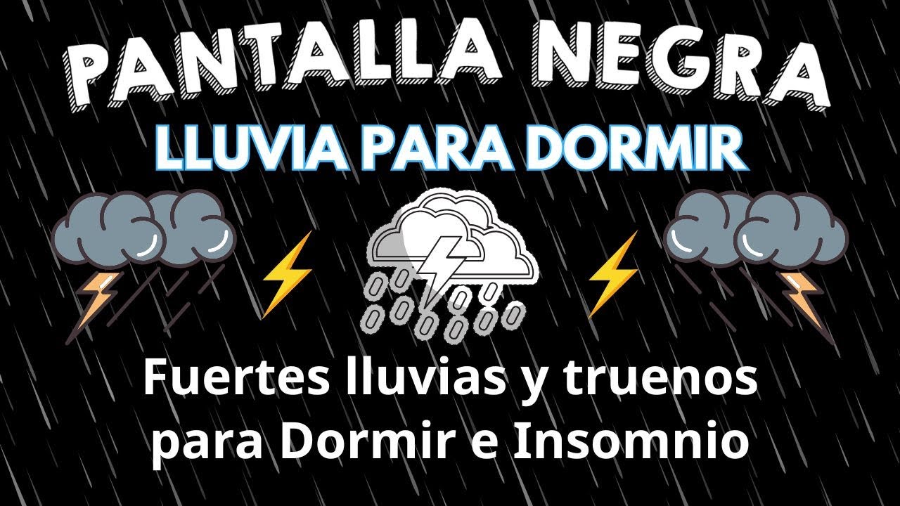 Tormenta Suave con Lluvia y Truenos - Relajante para Estudiar Pantalla Negra Para Dormir 3 Horas