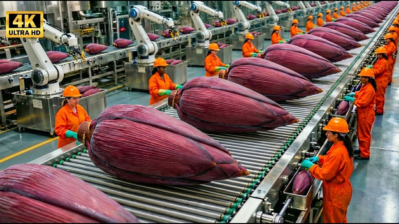 Thousands of tons of banana blossoms per day | Inside a high-tech banana blossom processing factory
