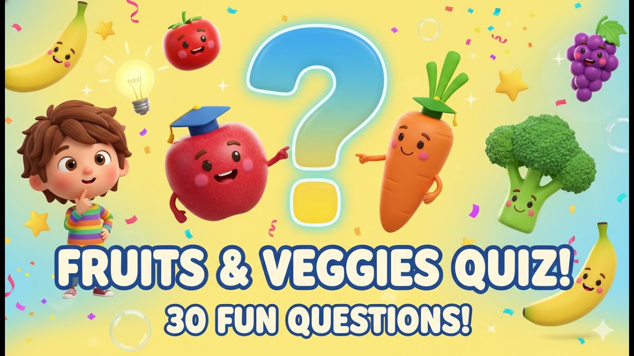 Can You Answer All? 🤔 | Fruits & Vegetables GK Quiz for Kids 🍎🥕 | 30 Fun MCQs | Play & Learn