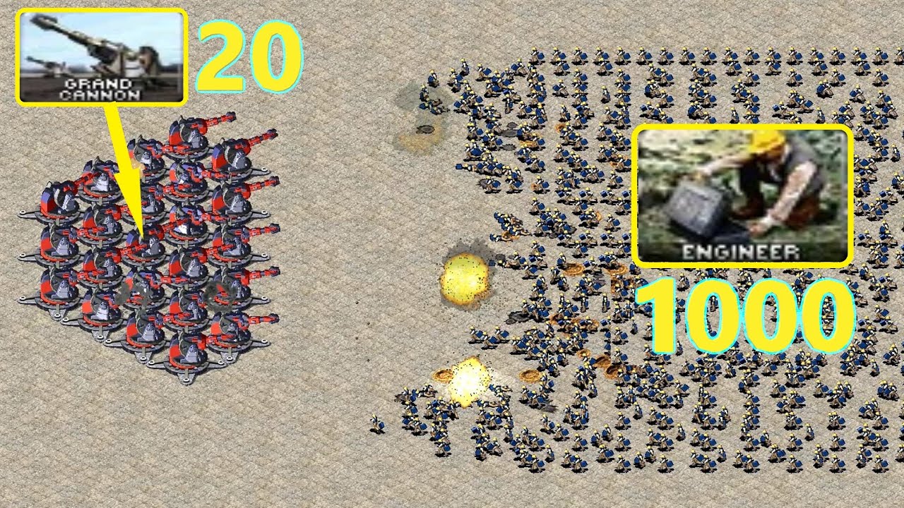 20 Grand Cannons vs 1000 Engineers - Red Alert 2
