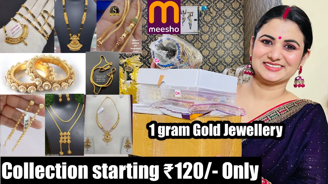 Huge Meesho Jewellery Haul, 1 Gram Gold Traditional Jewellery, Chuda, Chain, Mangalsutra, Earrings