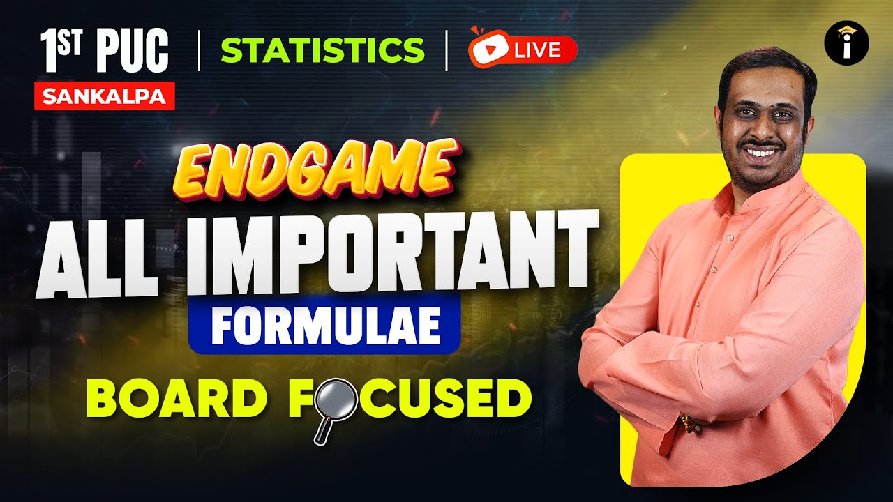 Statistics All Important Formulas LIVE | 1st PUC Endgame for Final Exam Preparation