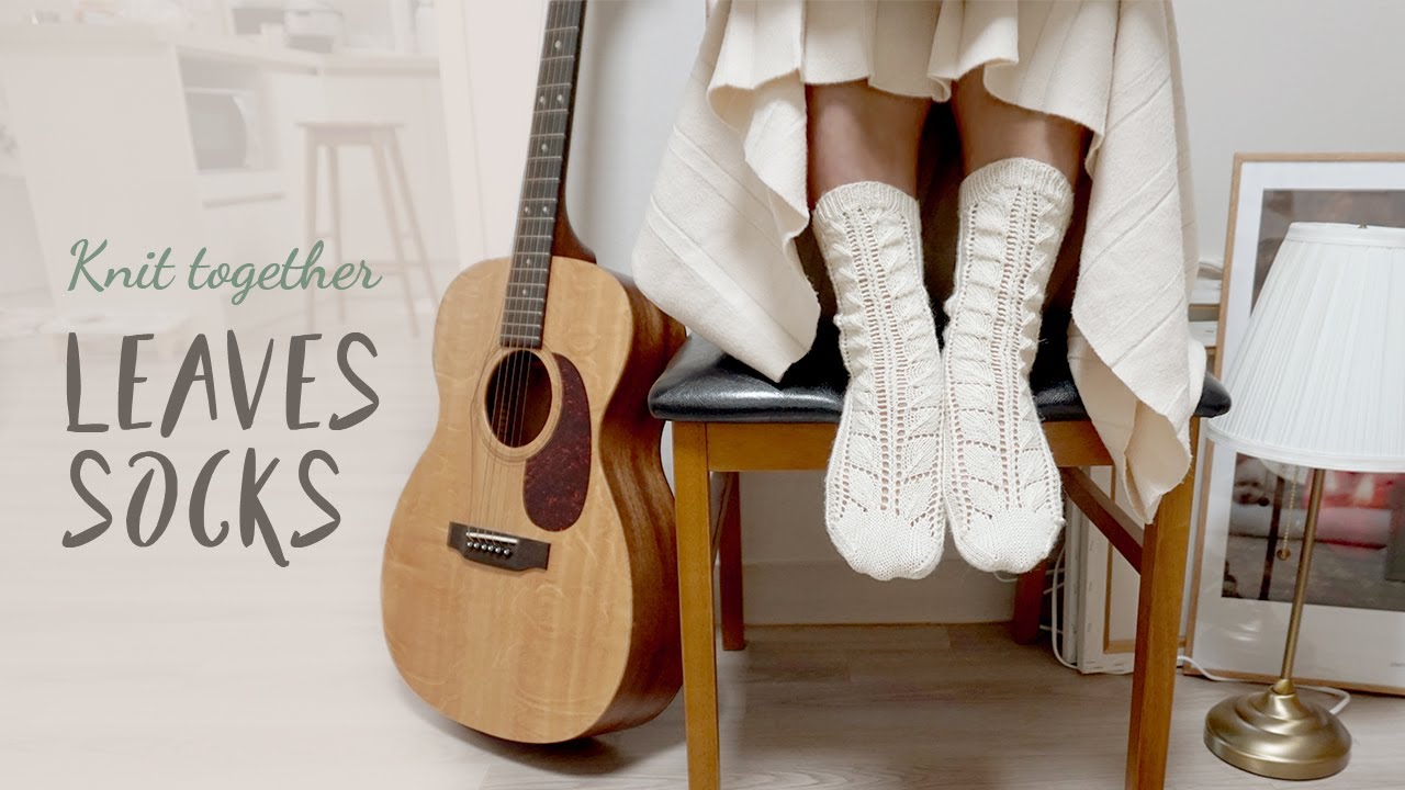 Knit Leaves Socks 대바늘 레이스 패턴의 리브스 양말뜨기