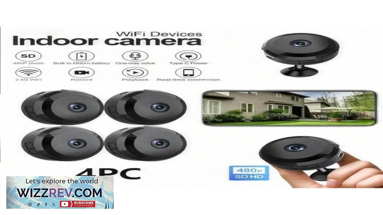 4Pcs Wireless Security Cameras For Home Indoor WiFi Surveillance System With Remote
