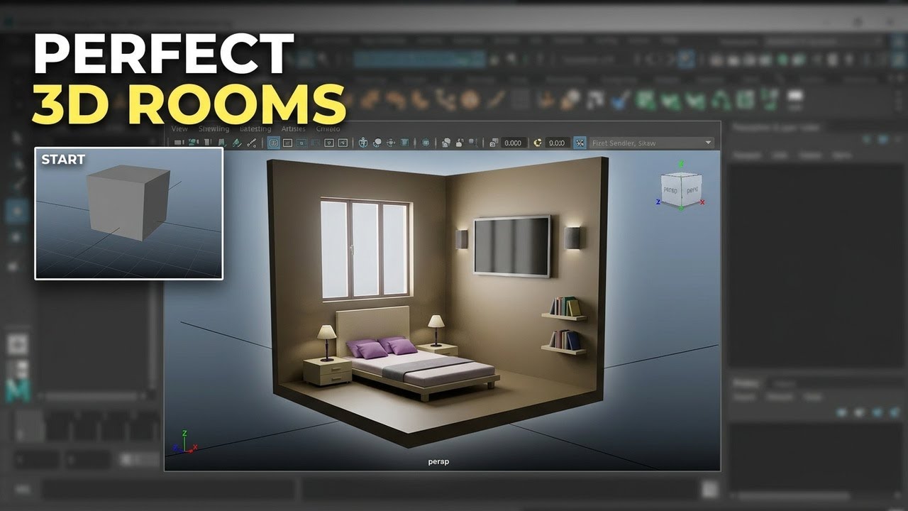 Autodesk Maya 3D / Beginner Tutorial /How to make Room modeling 3D step by step #modeling3d