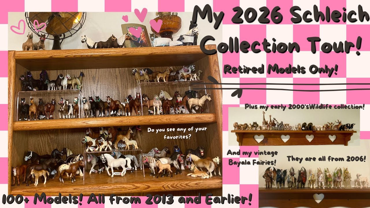 My 2026 Schleich Collection Tour! New shelf set up for my exclusively retired Schleich collection!