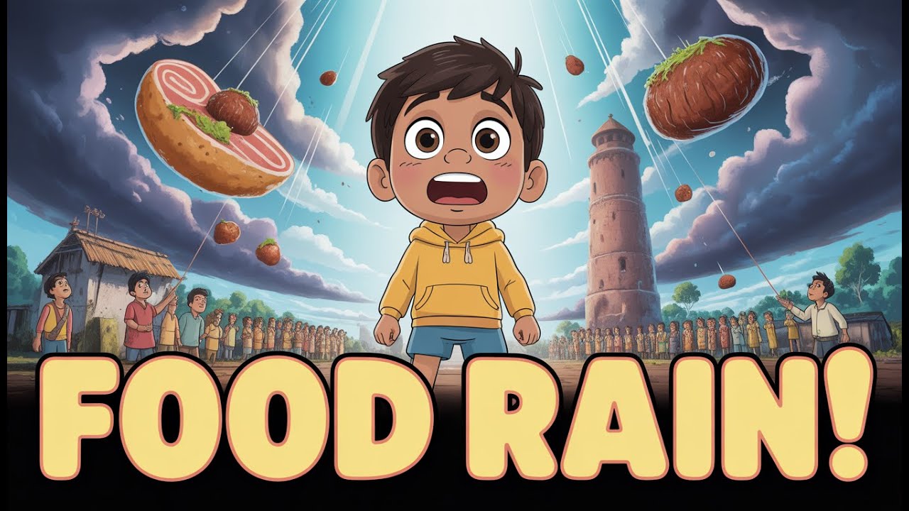 Jab Aasman Se Khana Girne Laga 🍔🌧️ | Magical Hindi Cartoon Story