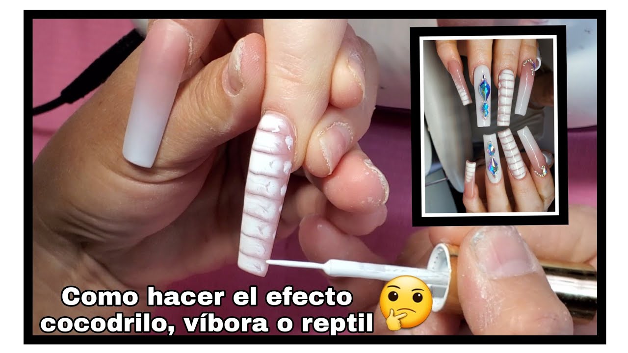 Como hacer el efecto cocodrilo 🐊 víbora 🐍o reptil en las Uñas 💅