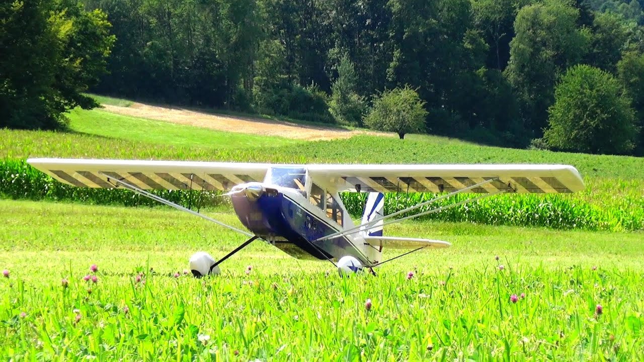 Huge RC Decathlon Gas Engine Model Airplane Emergency Landing engine failure mid-Air