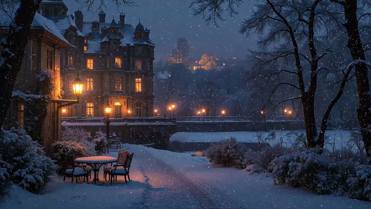 A Quiet Winter Evening by the Old Manor Lake | Dark Academia Piano for Calm & Study | Soft Snowfall