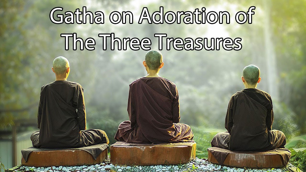Gatha on Adoration of the Three Treasures | Buddha, Dharma, Sanga Zen Buddhism. Fusatsu ceremony.