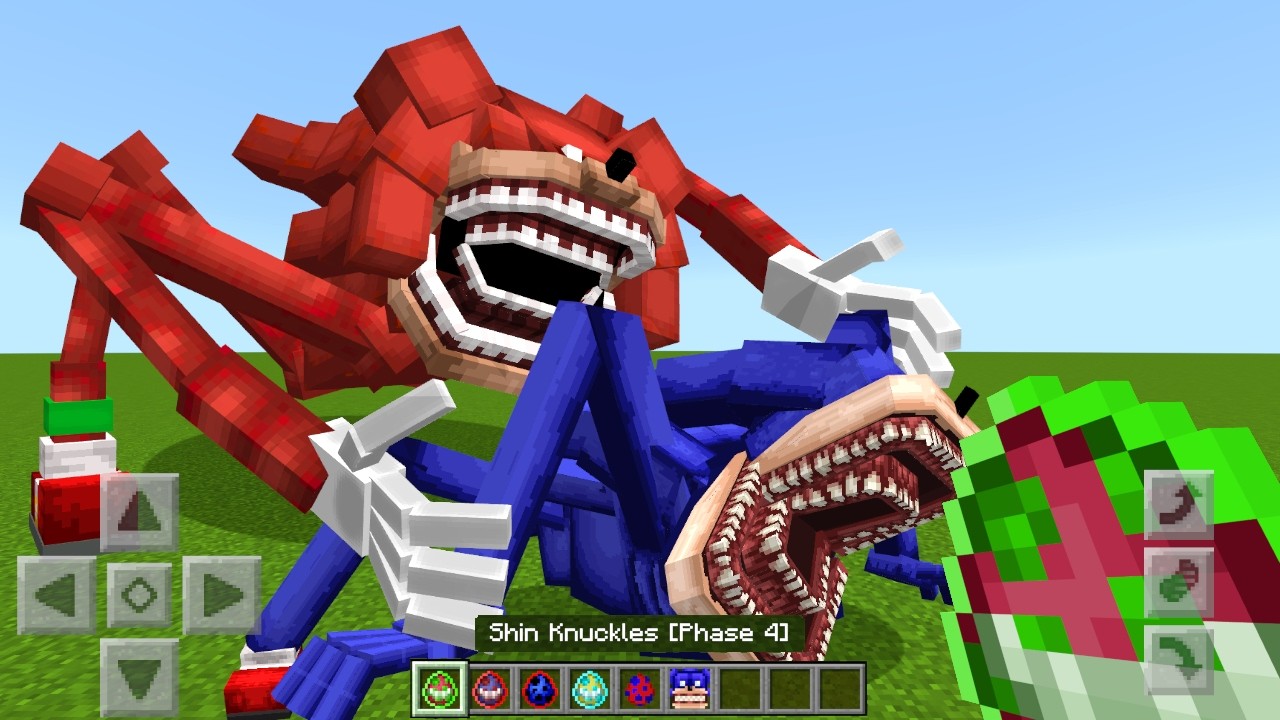 Shin Knuckles vs Shin Sonic Mod ADDON UPDATE in MINECRAFT PE