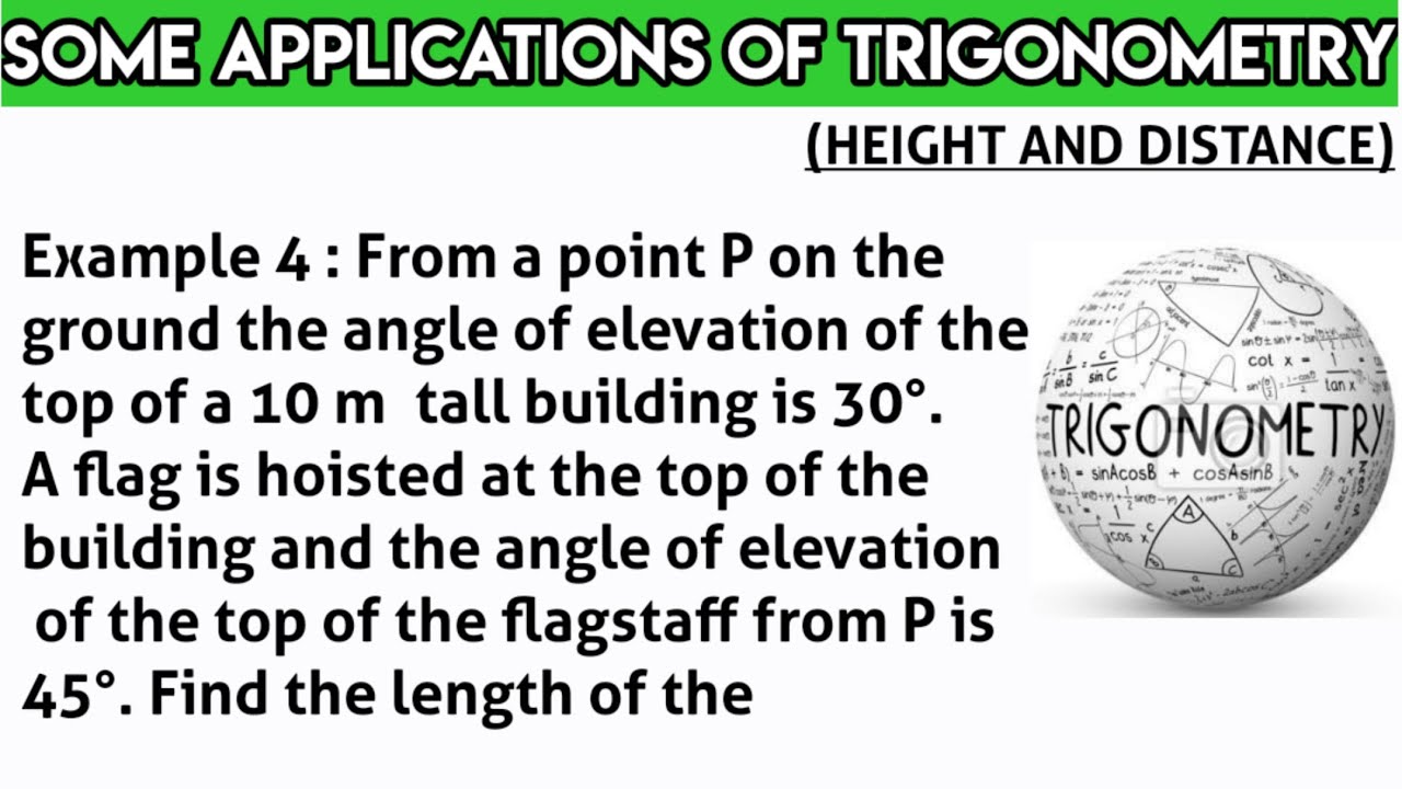 From a point P on the ground the angle of elevation of the top of a 10mtall building is 30°.A flag
