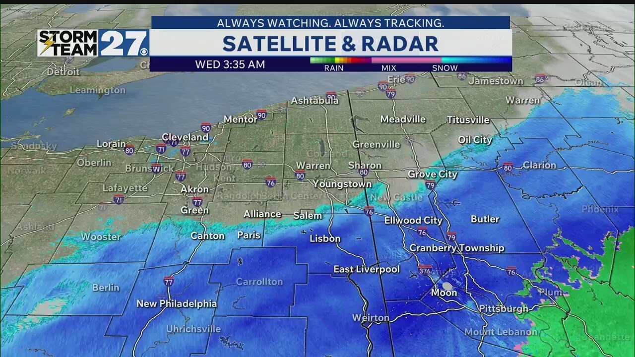 Early morning snow showers impact road conditions Wednesday