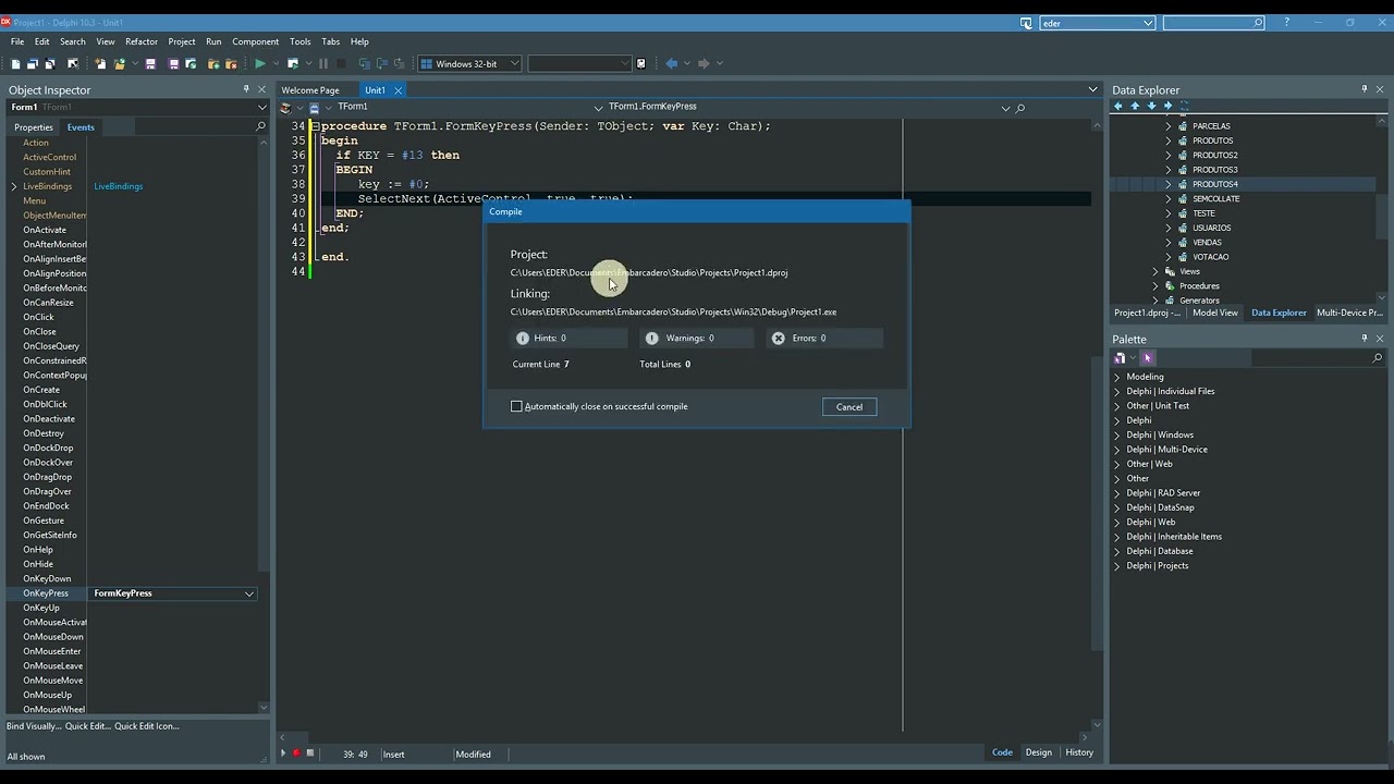 TECLA ENTER  -  MUDANDO COR DOS EDITS - DELPHI 10.3