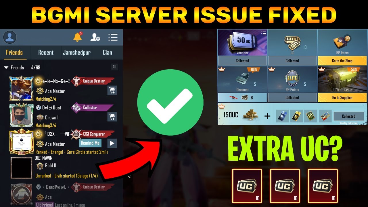 BGMI Friends List Not Showing Problem Solved || Bgmi Server Down Fixed || Extra Uc ? (Hindi)