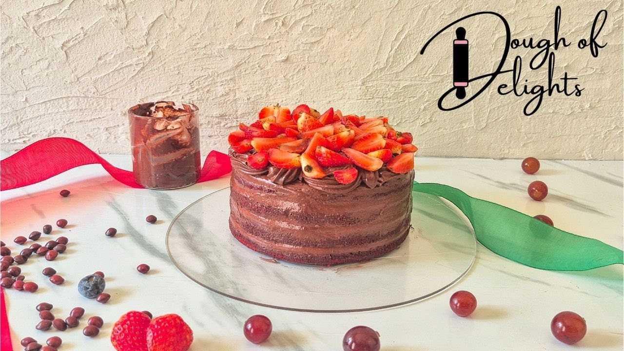 Soft Red Velvet Chocolate Ganache Cake | Rustic Christmas Cake Recipe