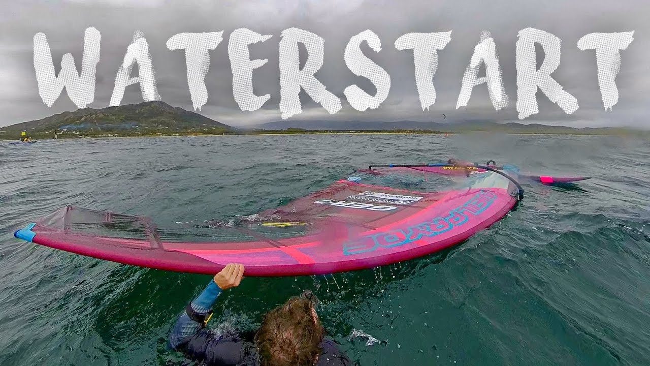 WATERSTART with BIG AND HEAVY race sail | POV