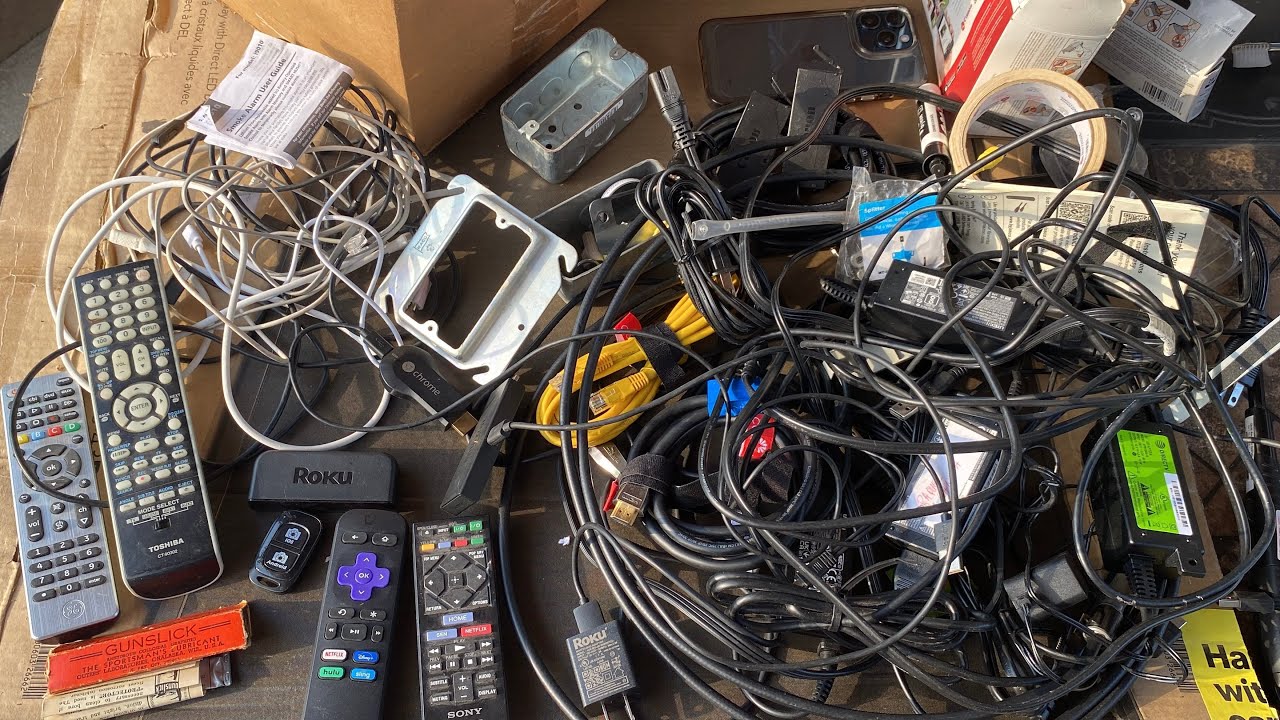 Spending 28 minutes to look through a box of cables and tech