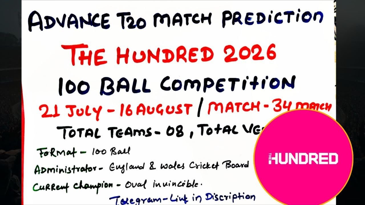 HUNDRED 2026 advance match prediction,100 ball competition 2026,The hundred match prediction 2026