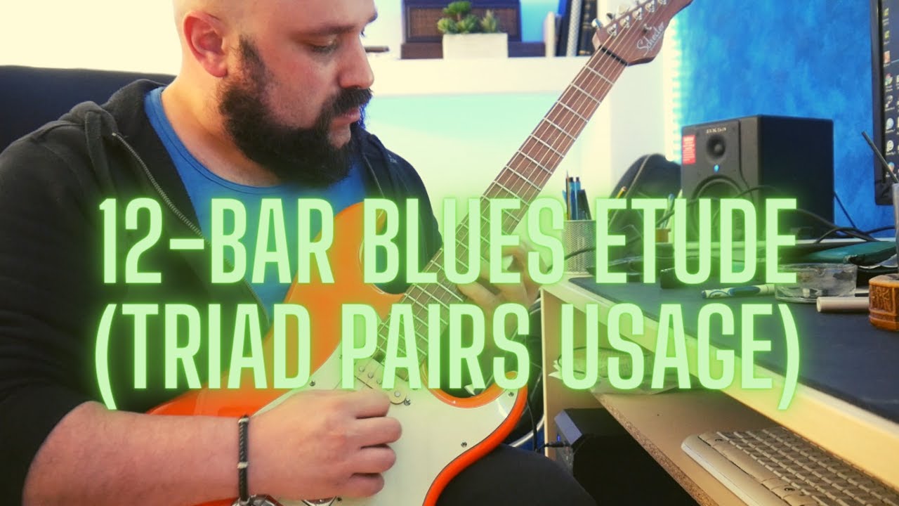 12-bar Blues Etude in A, Triad Pairs usage #guitarlesson #triads #musichacks