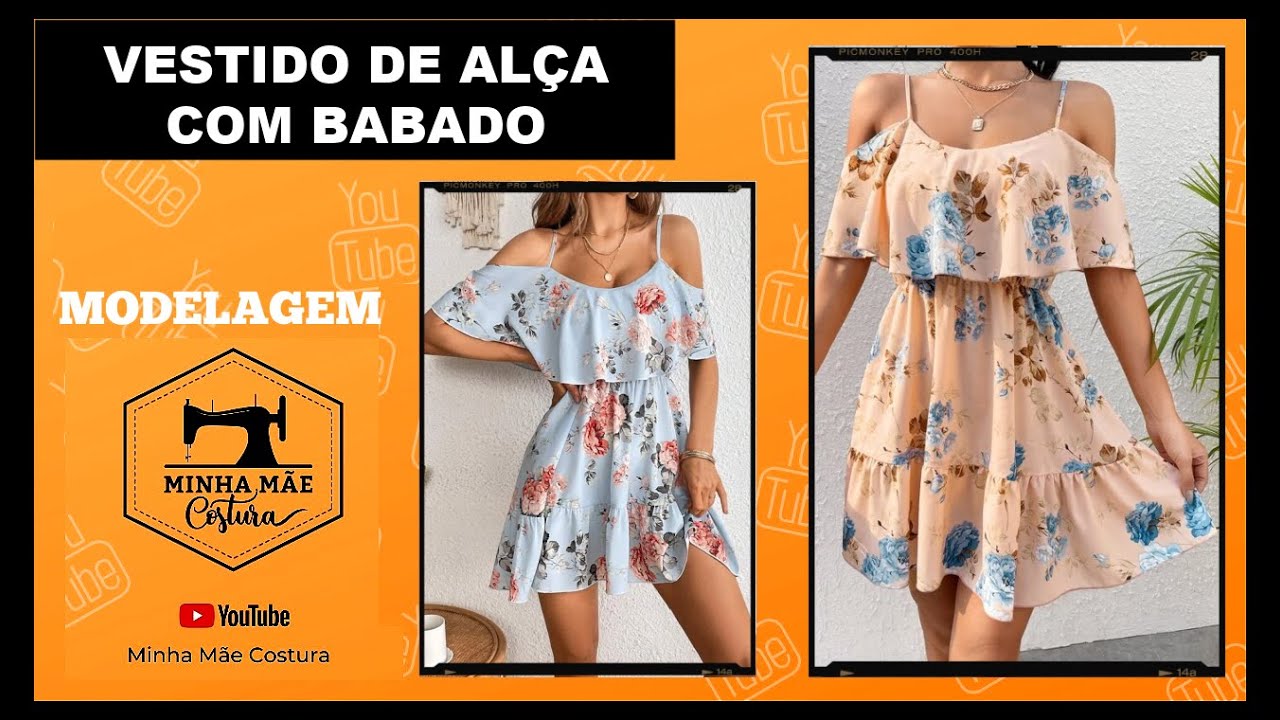 VESTIDO DE ALÇA COM BABADO - PASSO A PASSO DA MODELAGEM