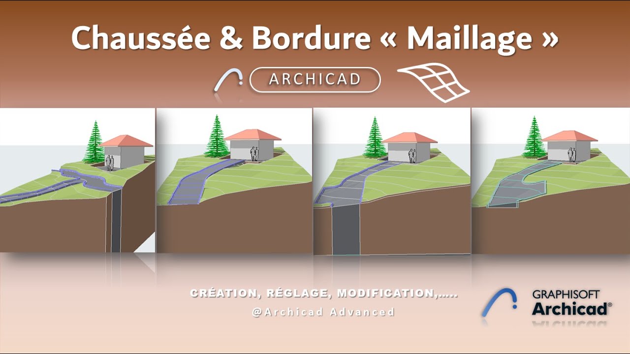 Différentes méthodes pour modéliser une Chaussée avec Bordure sur un terrain en pente avec #ArchiCAD