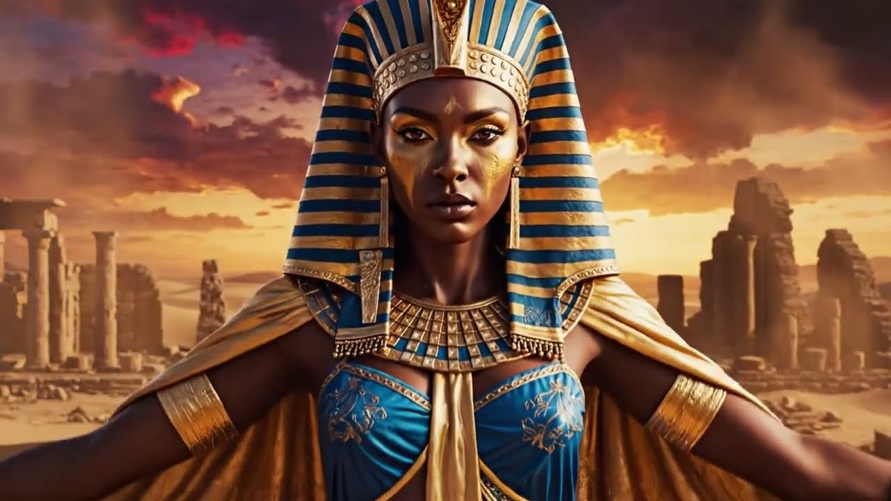 Desert Queen Rises 👑Regal Egyptian Goddess in Golden Hour Desert| EtherealStrings & Mystical Ambient
