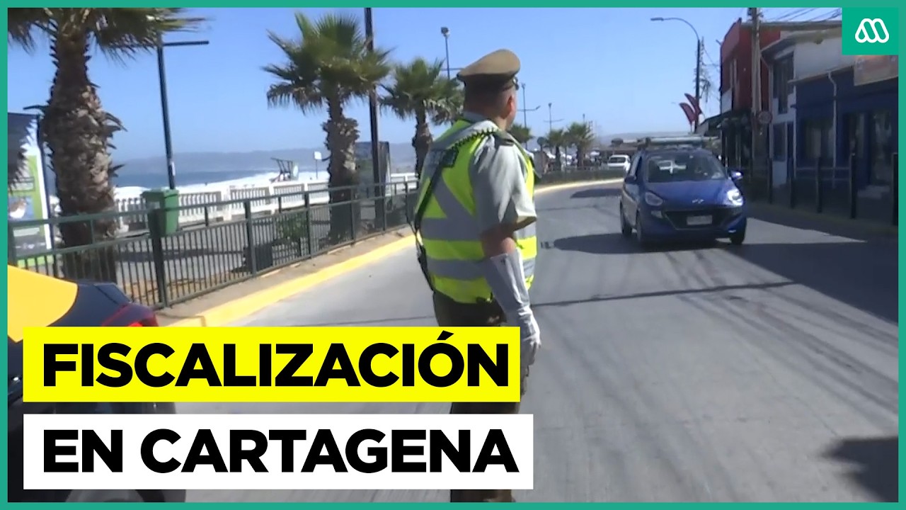 Intensa fiscalización en Playa Grande de Cartagena: Auto evadió control por no tener documentos