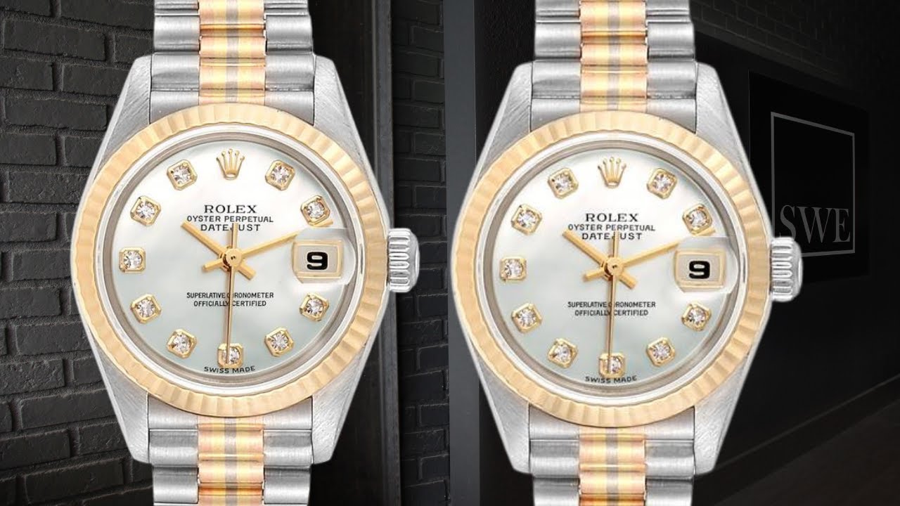 Rolex President Tridor White Yellow Rose Gold Diamond Ladies Watch 79179 | SwissWatchExpo