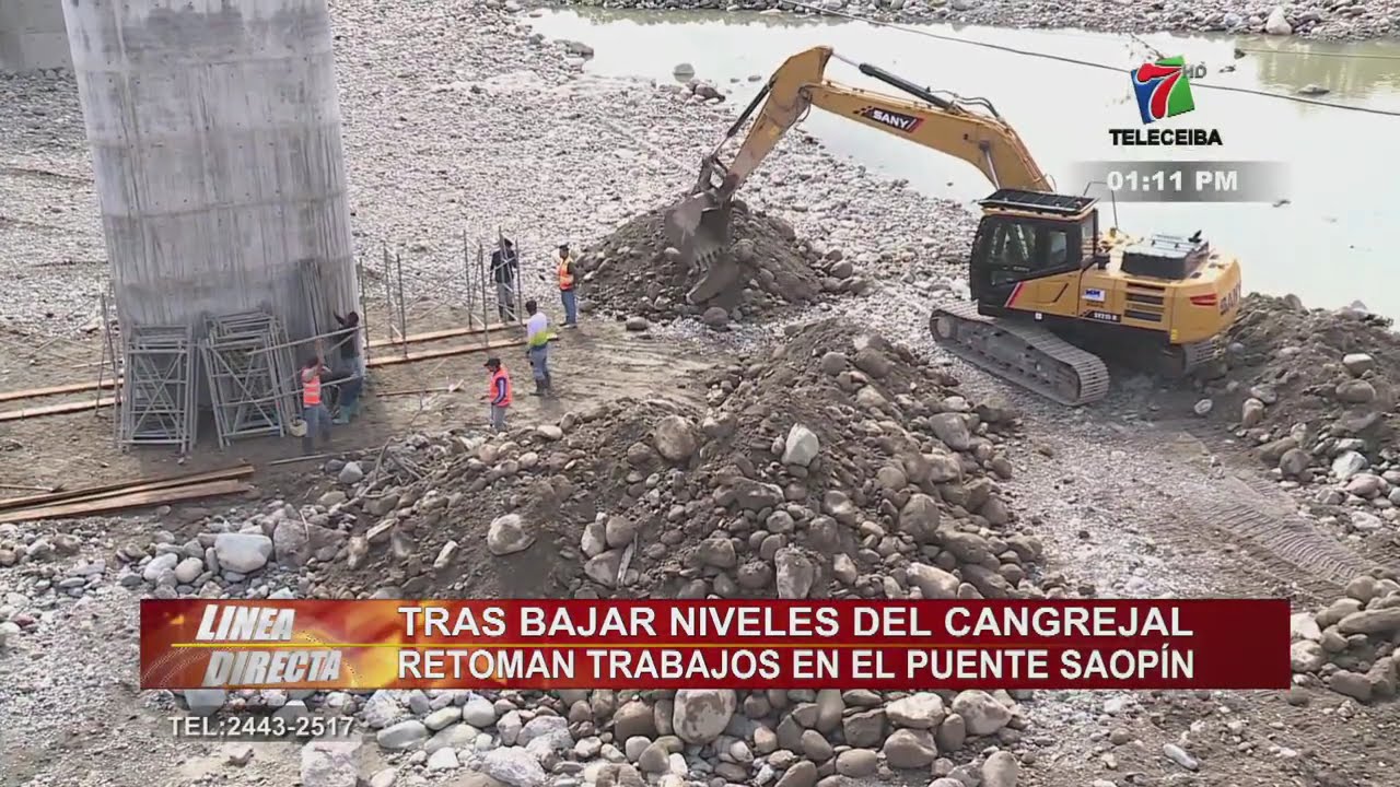 Tras bajar niveles del río Cangrejal retoman trabajos en el puente Saopín de La Ceiba.