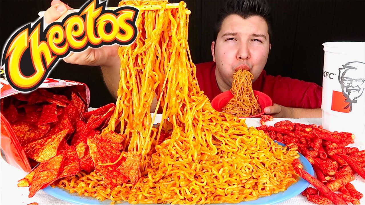 Spicy Hot Cheetos Noodles • MUKBANG
