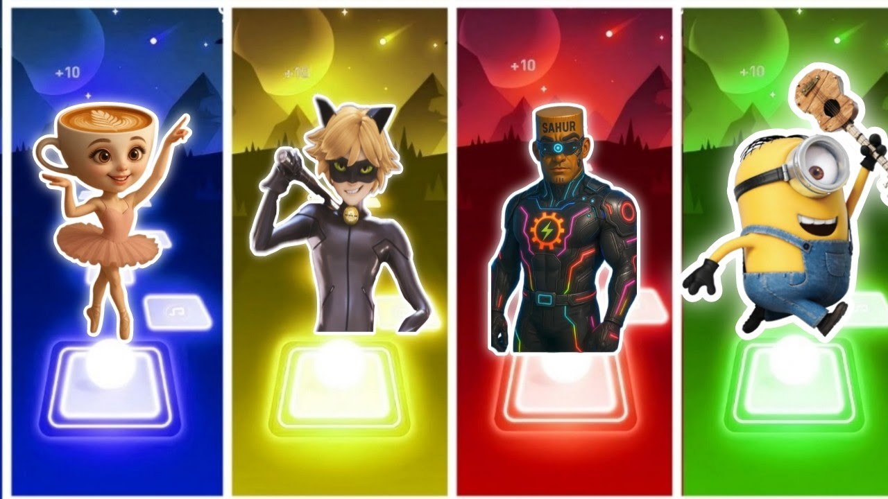 Ballerina capuchina VS Super Cat VS Tung Tung sahur VS Banana Tiles Hop EDM Rush Caffen Danse 