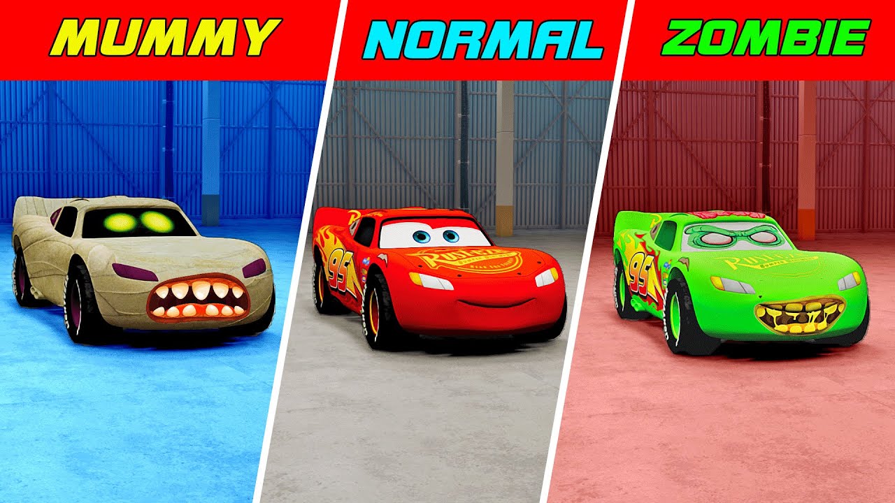 ЗОМБИ против МУМИИ против ОБЫЧНОГО МОЛНИИ МАККУИН в BeamNG.drive!