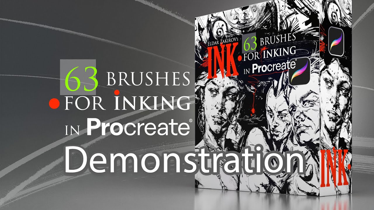 INK.: 63 brushes for realistic inking in Procreate. Demonstration.