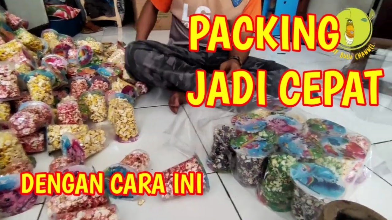 CARA PACKING KEMASAN PLASTIK POPCORN CARAMEL WARNA WARNI DENGAN BAIK DAN CEPAT