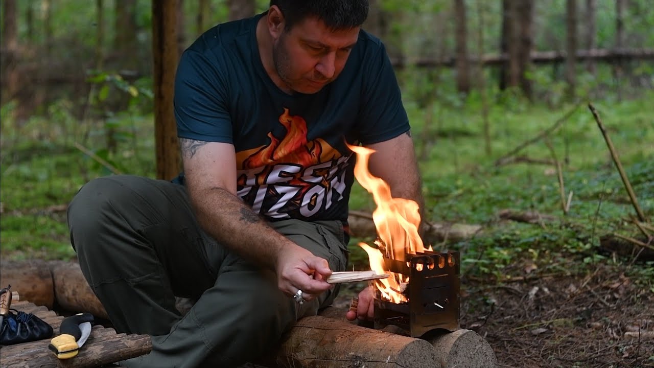 Одиночный поход в лес. Готовлю обед на Печке-Щепочнице. Отдых на природе