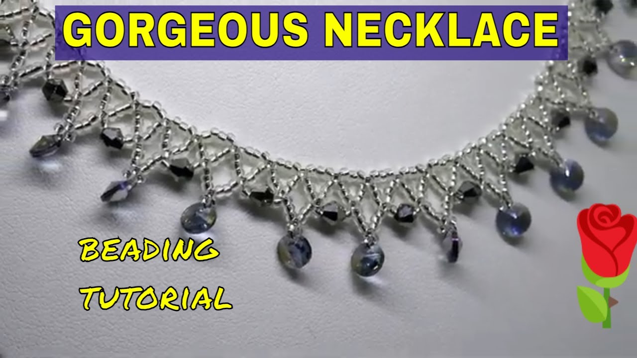 Chevron Beaded Netting Necklace